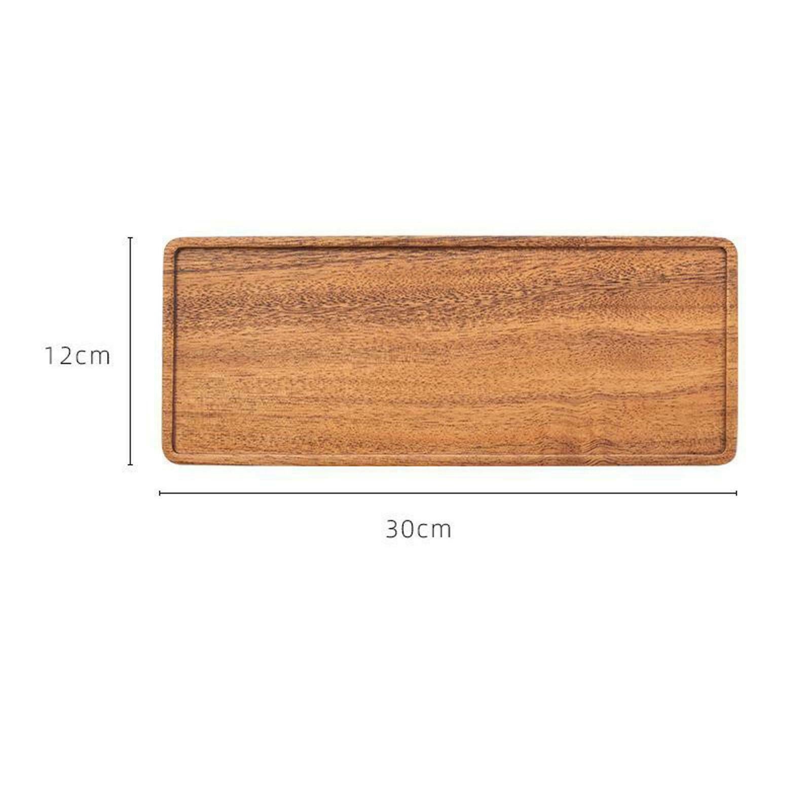 2X Wooden Large Serving Tray Rectangular Coffee Dinner Food Trays 30x12x1.2cm