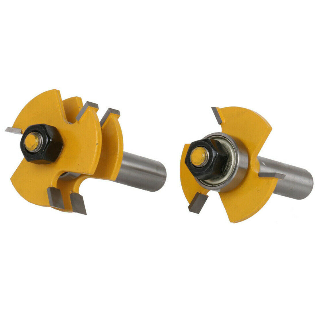 2x Tongue & Groove Router Bit Set 1/2" Shank T-Type 3-Tooth Tenon Wood Cutter