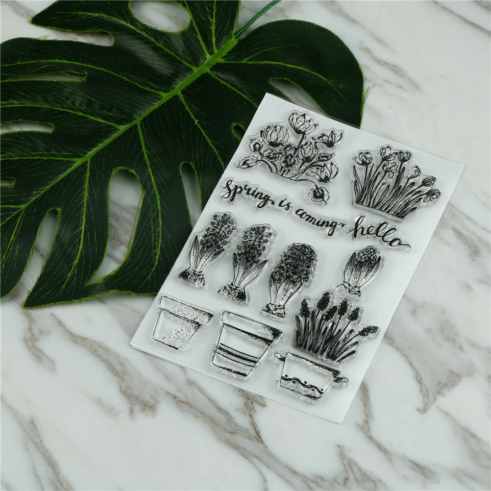 Beautiful Cactus and Flower Pot Rubber Stamp Scrapbooking PhotoAlbumDecora.l8
