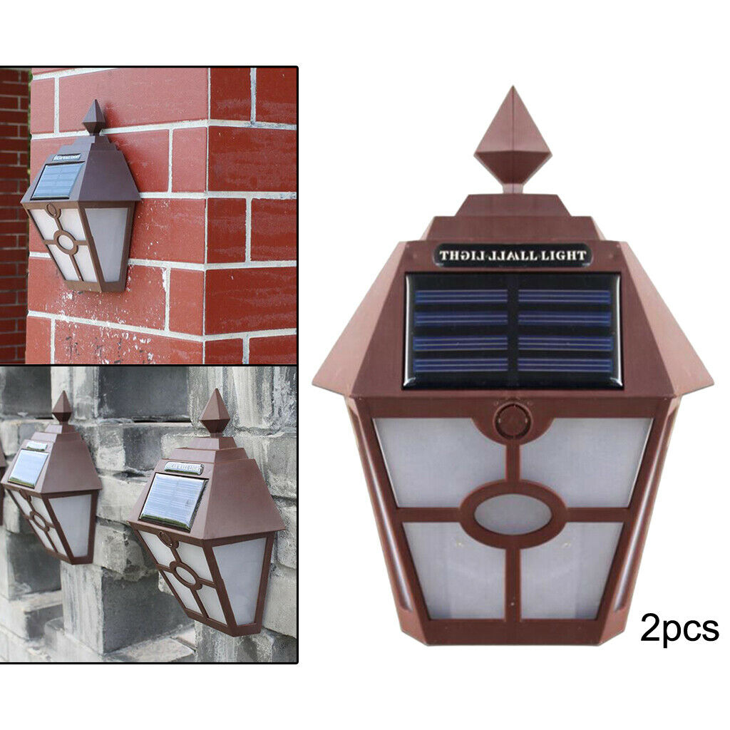 Set of 2 Solar IP65 Solar Powered Wall Lamps Waterproof Lights Backyard