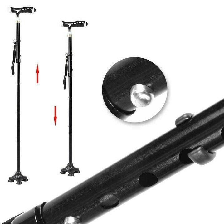 LED Light Alloy Foldable Anti-slip Elderly Walking Stick Crutches Handle Cane
