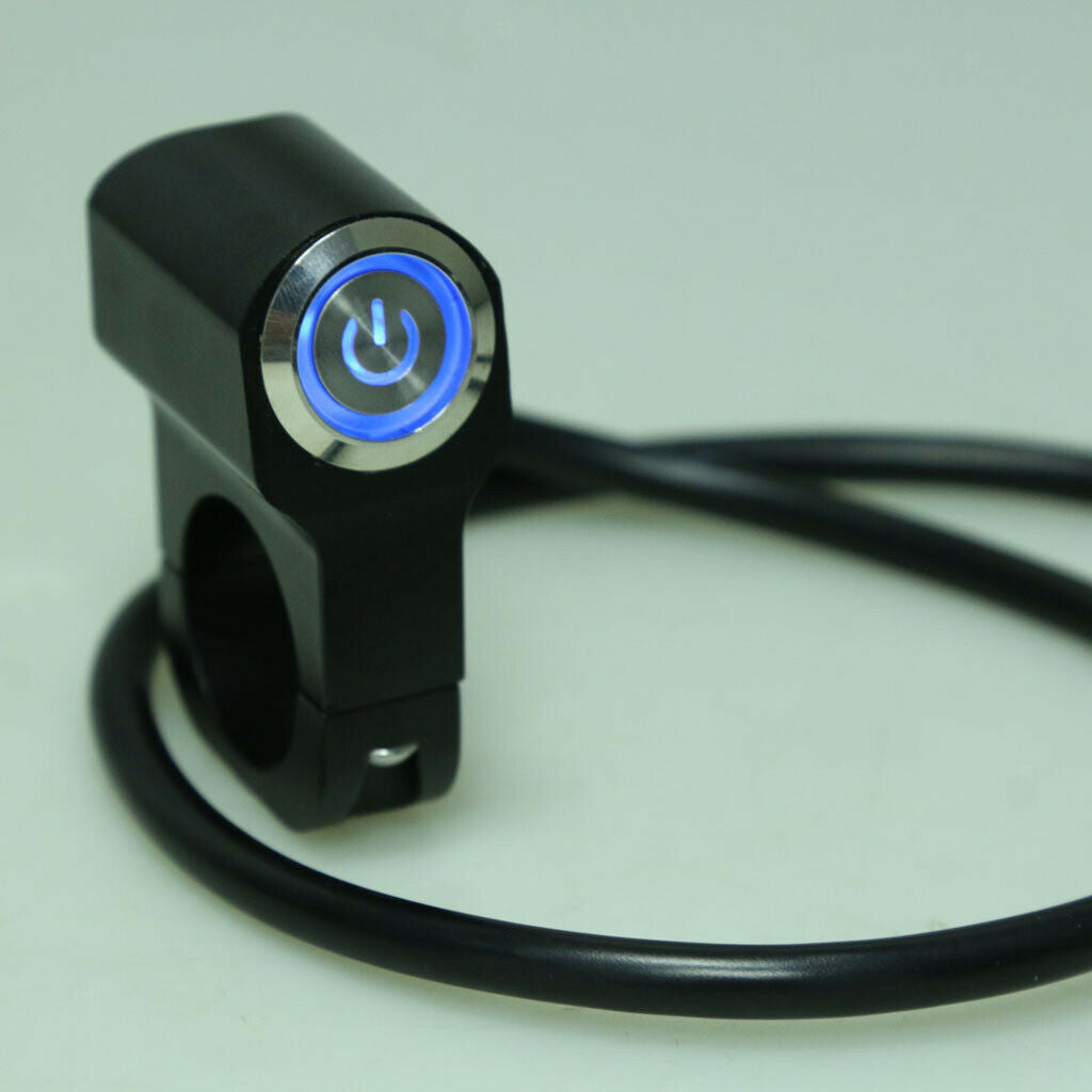 Blue Handlebar Headlight ON/OFF Aluminum Alloy Push Button Switch Universal for