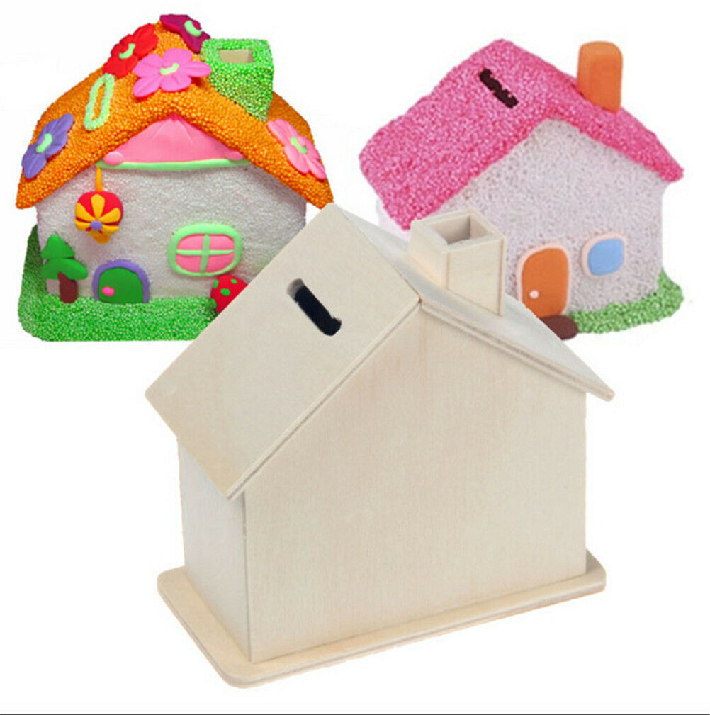 Piggy Bank Chalet Coin HouseSave money Base ArtDecor Children Baby WoodenTo Kt
