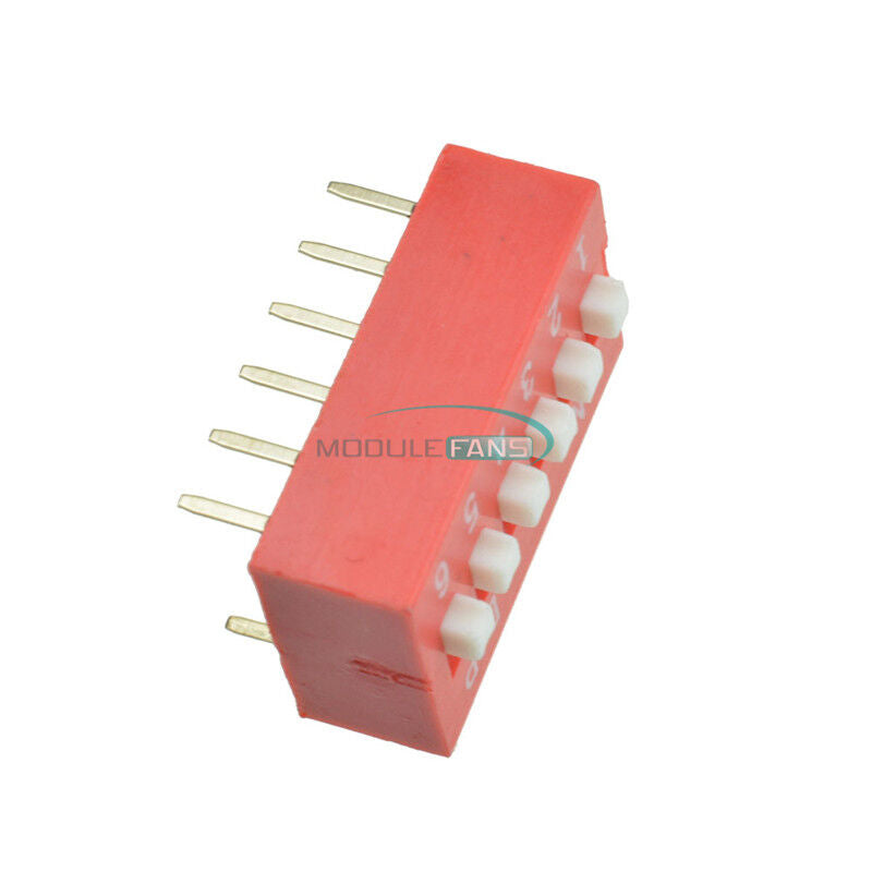10pcs Pitch 6-Bit 6-Positions Way Slide Type DIP Switch Module NEW Red 2.54mm
