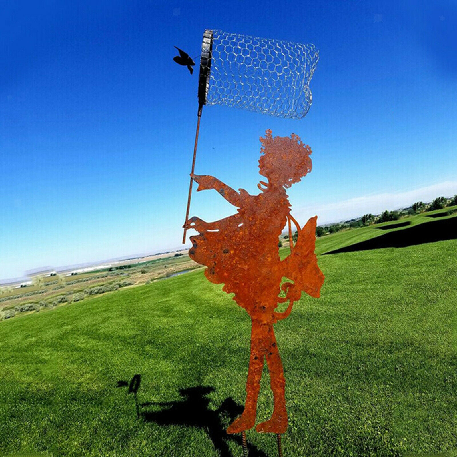 Garden Art Ornaments Outdoor Metal Fairy Girls Stake Patio Lawn Sculptures