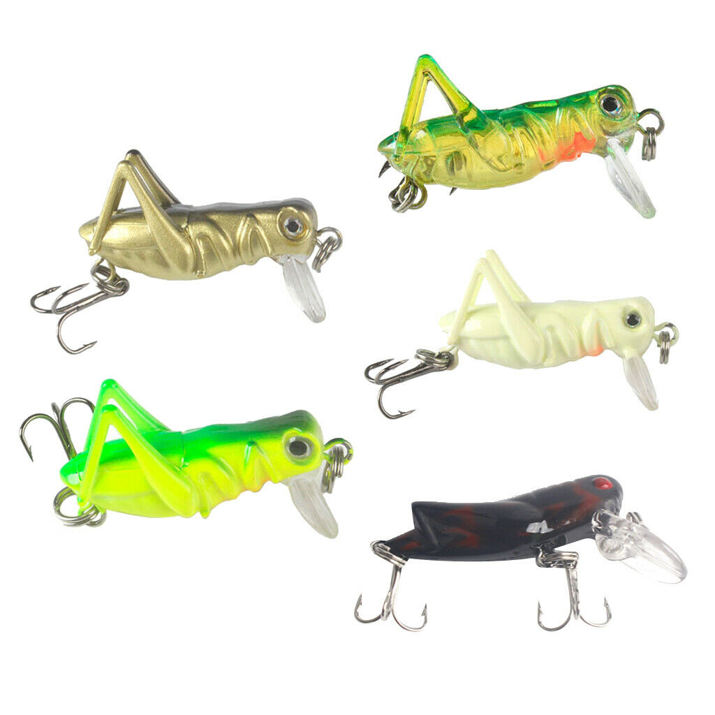 5pcs Simulation Grasshopper Fishing Lure 4cm Hard Baits Insects Locust Lures