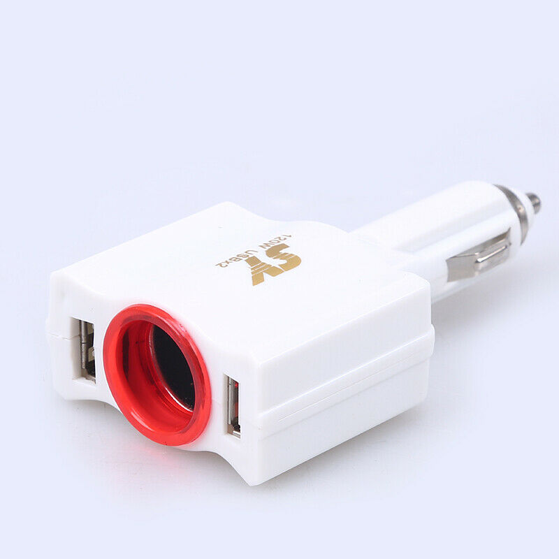 Type-C Car Auto Charger 2 Port Power Adapter Socket Charging USB 12-24V White