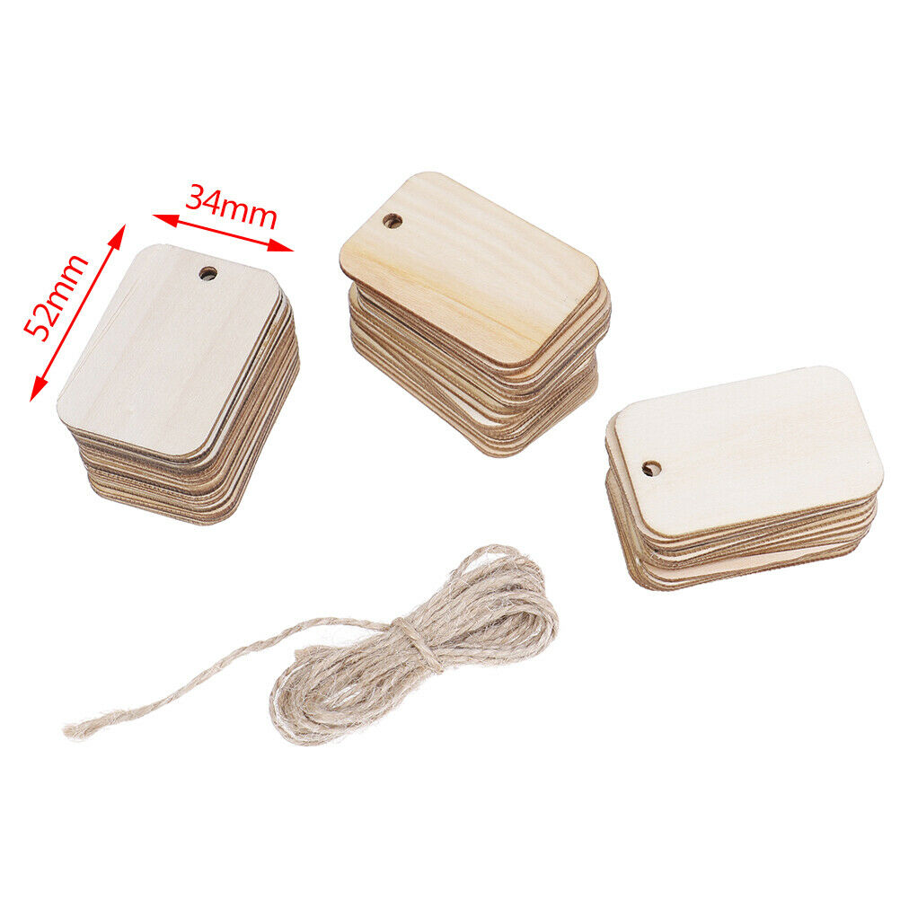 50pcs Ornament Wood Planks Tags Wooden Hanging Labels Sheet DIY Engravin ZfW TL