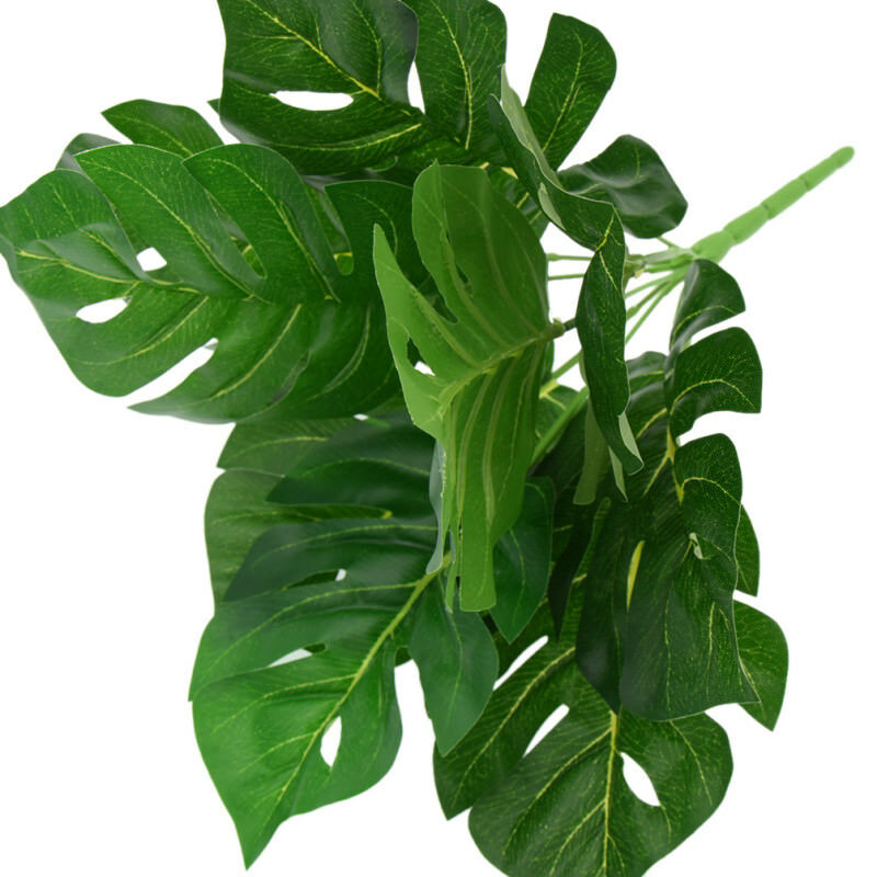 9 Fork Artificial Plants Plastic Green Monstera Plants Home Desk Decoration