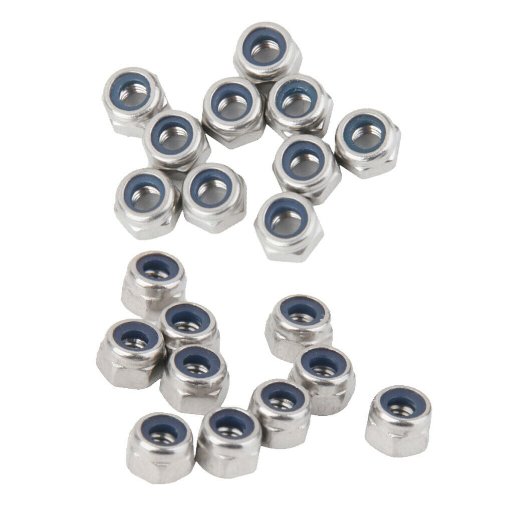 20Pcs M3,M4 Stainless Steel Nuts To Fit Metric Bolts Screws Nylon Insert Locking