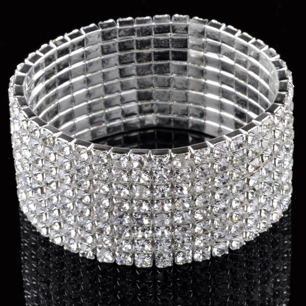 Fashion Crystal Rhinestone Stretch Bracelet Bangle Wristband Wedding Bridal Gift