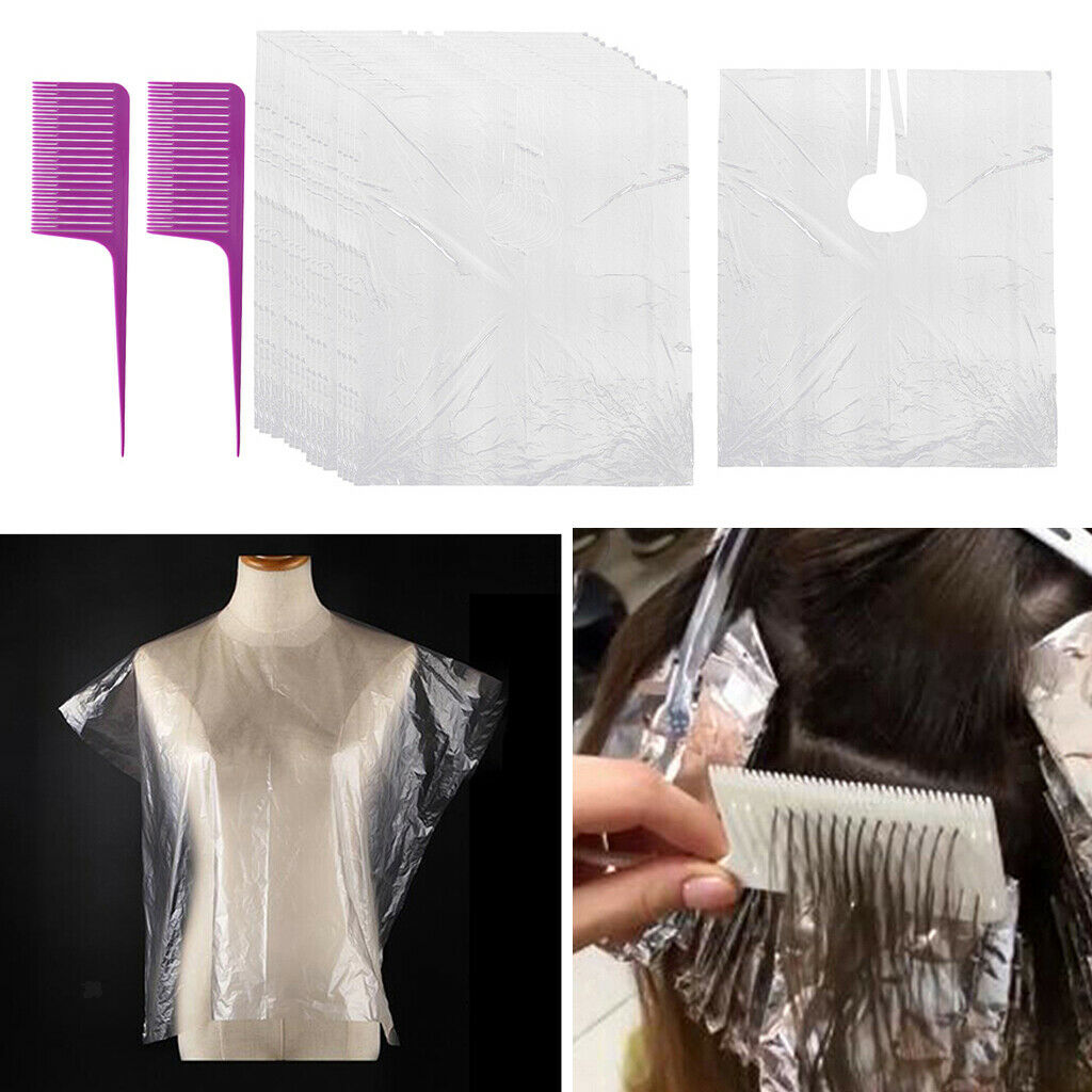 50 Pcs Disposable Hair Cutting Capes Gowns Barber Gown Apron w/2 Hair Combs