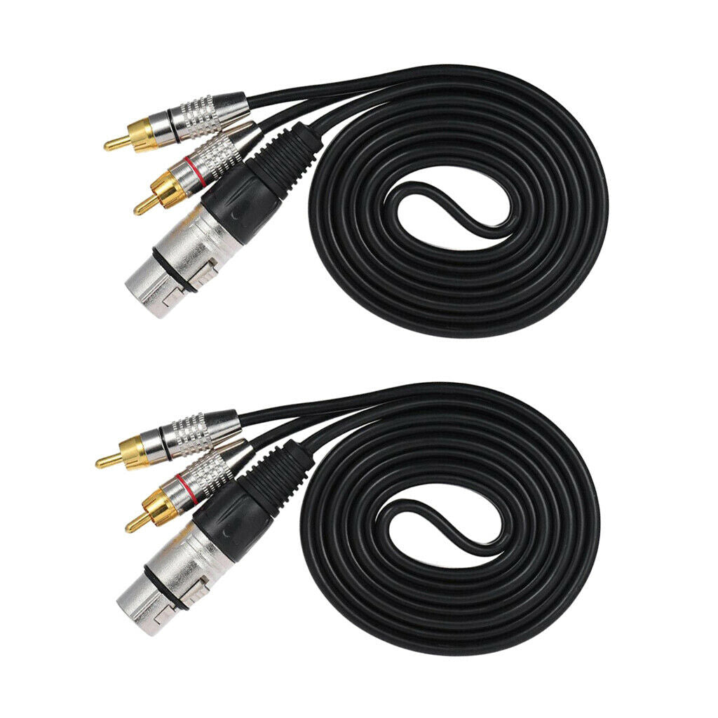 2Pieces Double RCA Male Plug to XLR 3 Pin Female Jack Audio Cable Connector