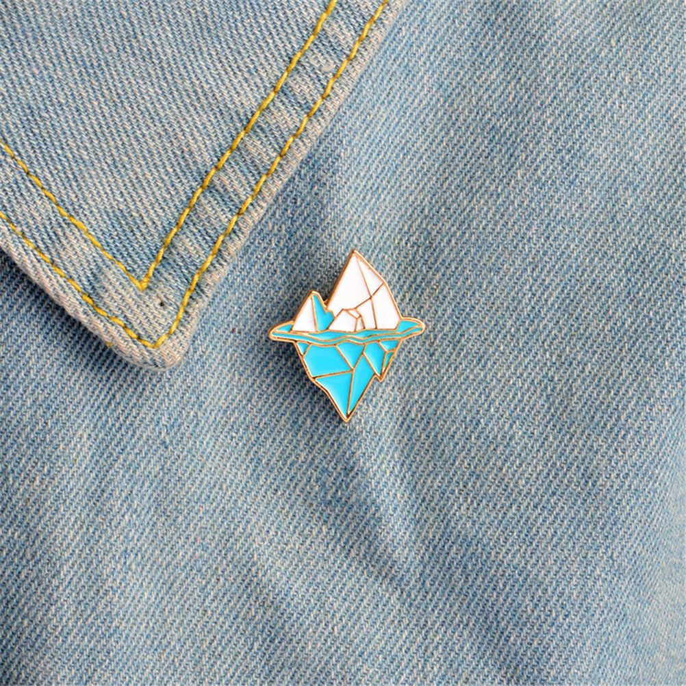 Antarctic iceberg brooch Enamel Pin buckle White Blue Metal Snow MountainB.l8