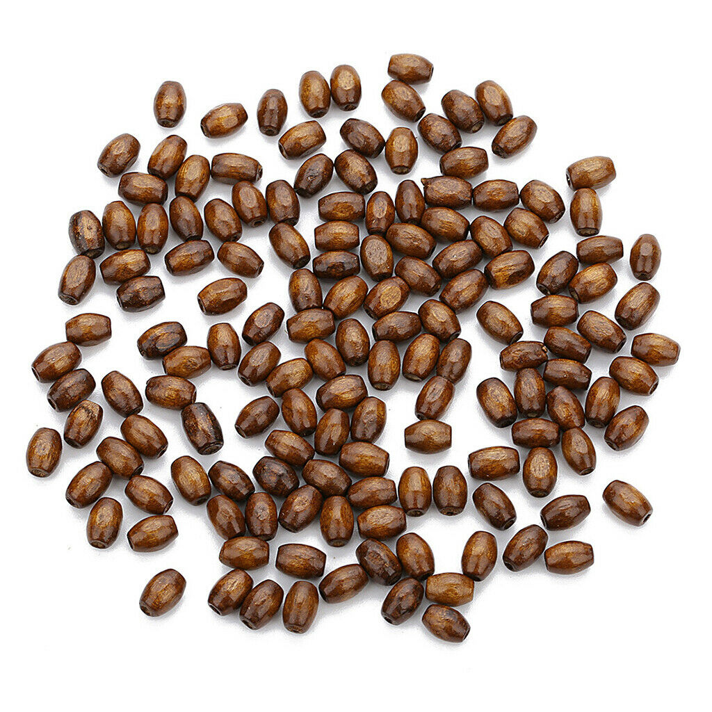Wholesale 500 Pack 6x8mm Charms Beads Natural Wooden Beads Coffee Brown DIY Wood