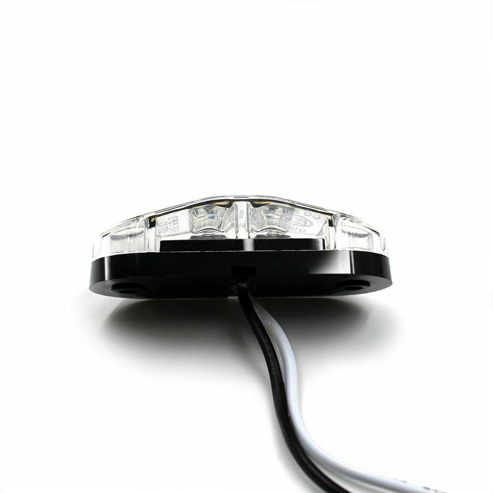 Pair 2.6" Clearance White Oval Led Lamp 2 Diode Trailer Truck Side Marker Light