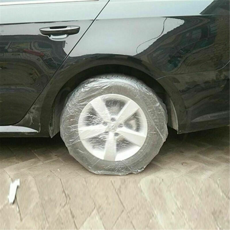 10PCS Car Universal Disposable Waterproof Transparent Tire Wheel Cover Protect