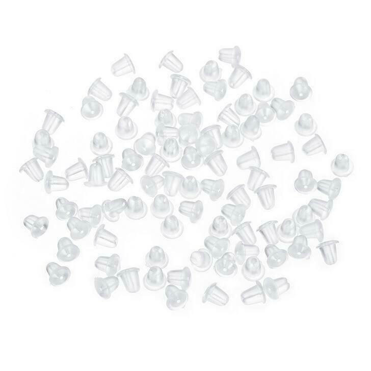 300pcs Clear Rubber Earring Ear plug Safety Stopper Rubber Jewelry Accessories