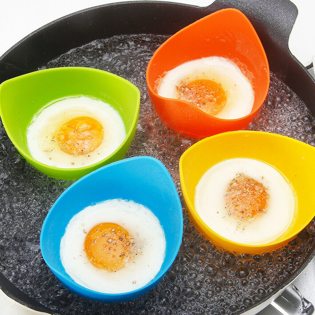 4pcs Poached Egg Cooker Egg Poacher Cup Poaching Pods Mold Kitchen Accessory
