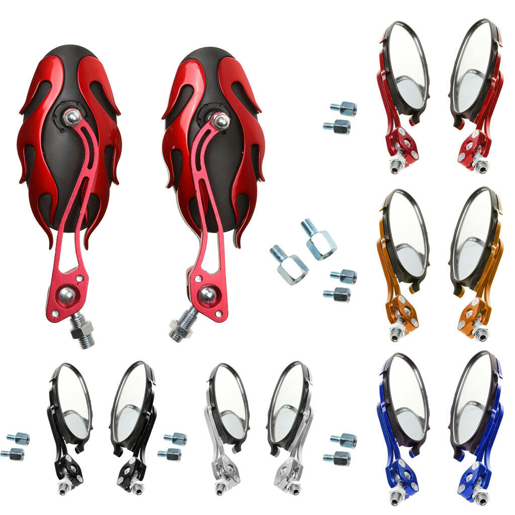 Universal 10mm Motorcycle Fire Rear View Mirrors Reflector Stylish Design for