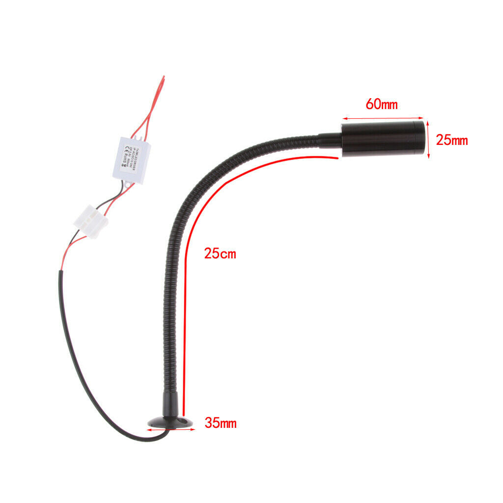 12V 2W Gooseneck LED Reading Lamp Chart/Map Light for Boat Marine Black