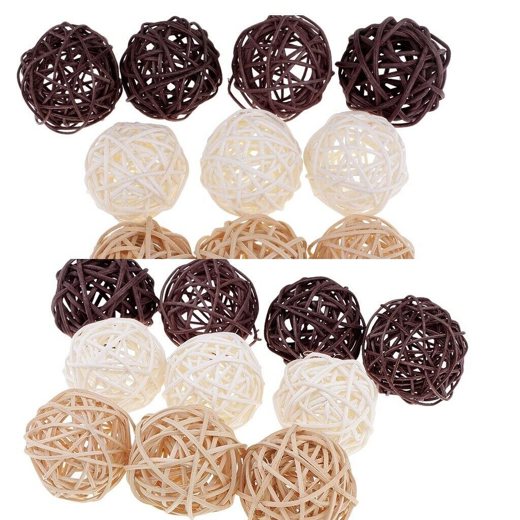 3X 6/10/15Pcs Wicker Rattan Bowl Fillers DIY Wedding Party Ornament 10pcs 5cm