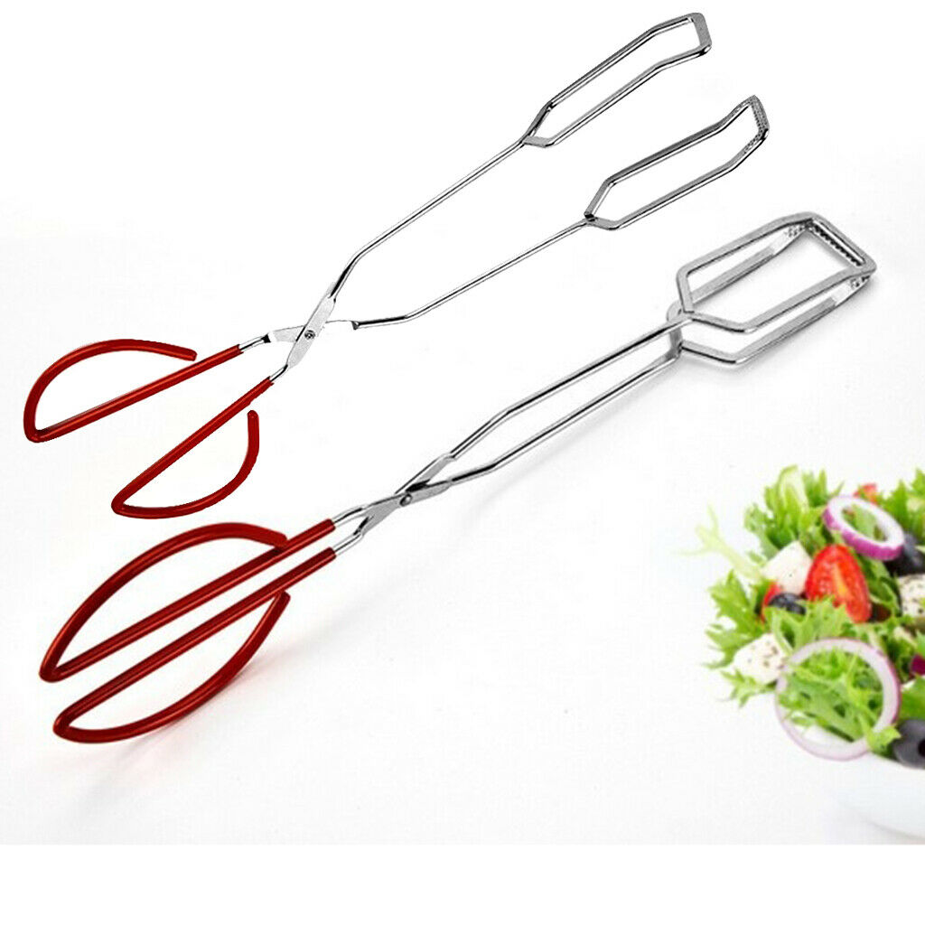 2Pcs Barbecue Scissors Tongs Bread Tong Kitchen Buffet Pliers For Camping