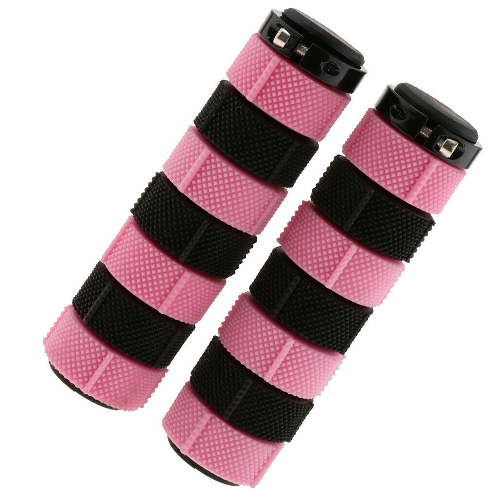 Anti slip MTB Bicycle Bike Handlebar Grips Silicone Gel Cover Pink + Black