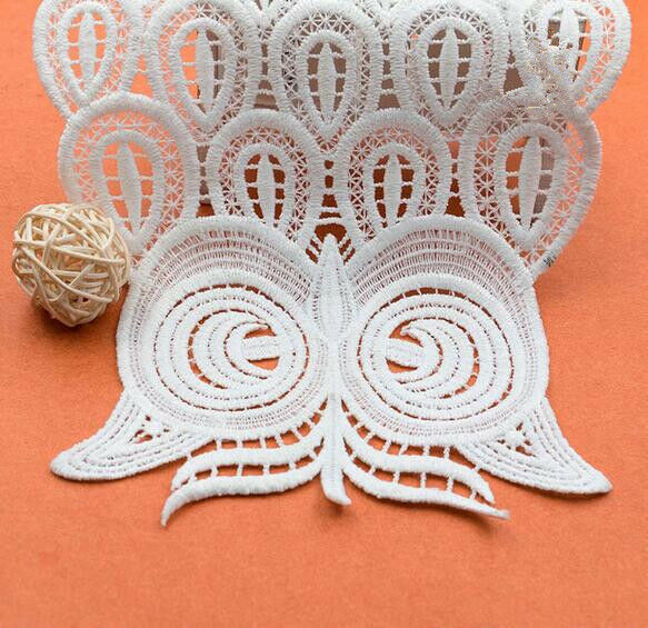 2pcs Embroidered Owl Pattern Lace Collar Applique Clothing Sewing Accessories