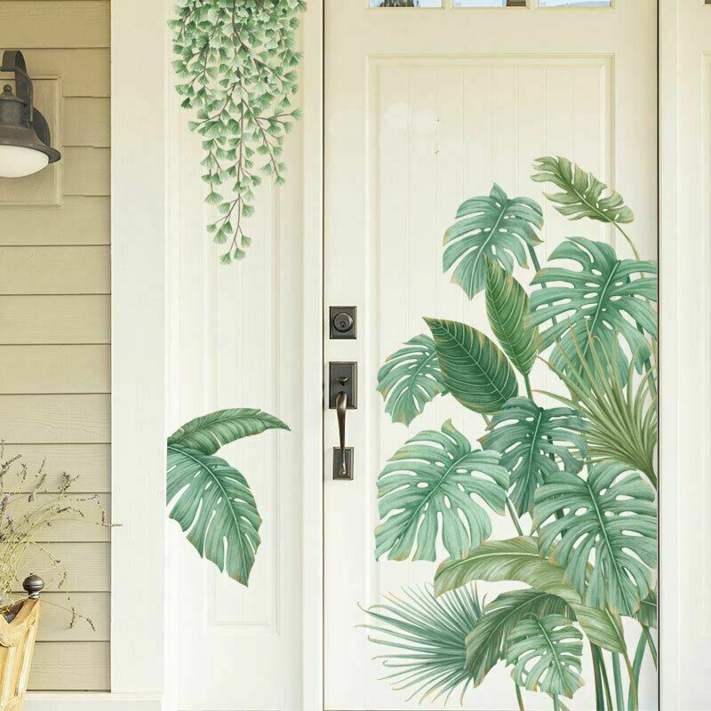 New Tropical Plants Leaves Wall Stickers Home Children Room Green Plant Stickers