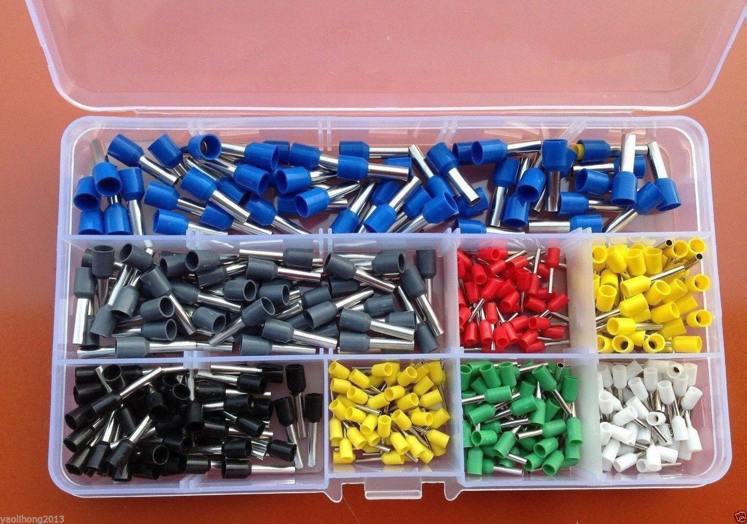 400pcs  Wire Copper Crimp Connector Insulated Cord Pin End Terminal Kit Box