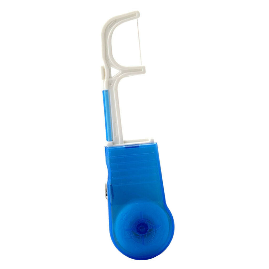 Interdental Brush Floss Holder Floss Wand Clamps + 30 Meters Coil, Blue