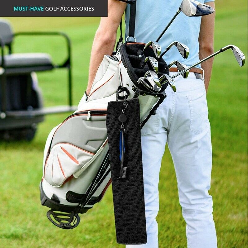 Golf Gear Cleaning Kit Microfiber Towelwith Carabiner Club Brush Club GrooveD3H4