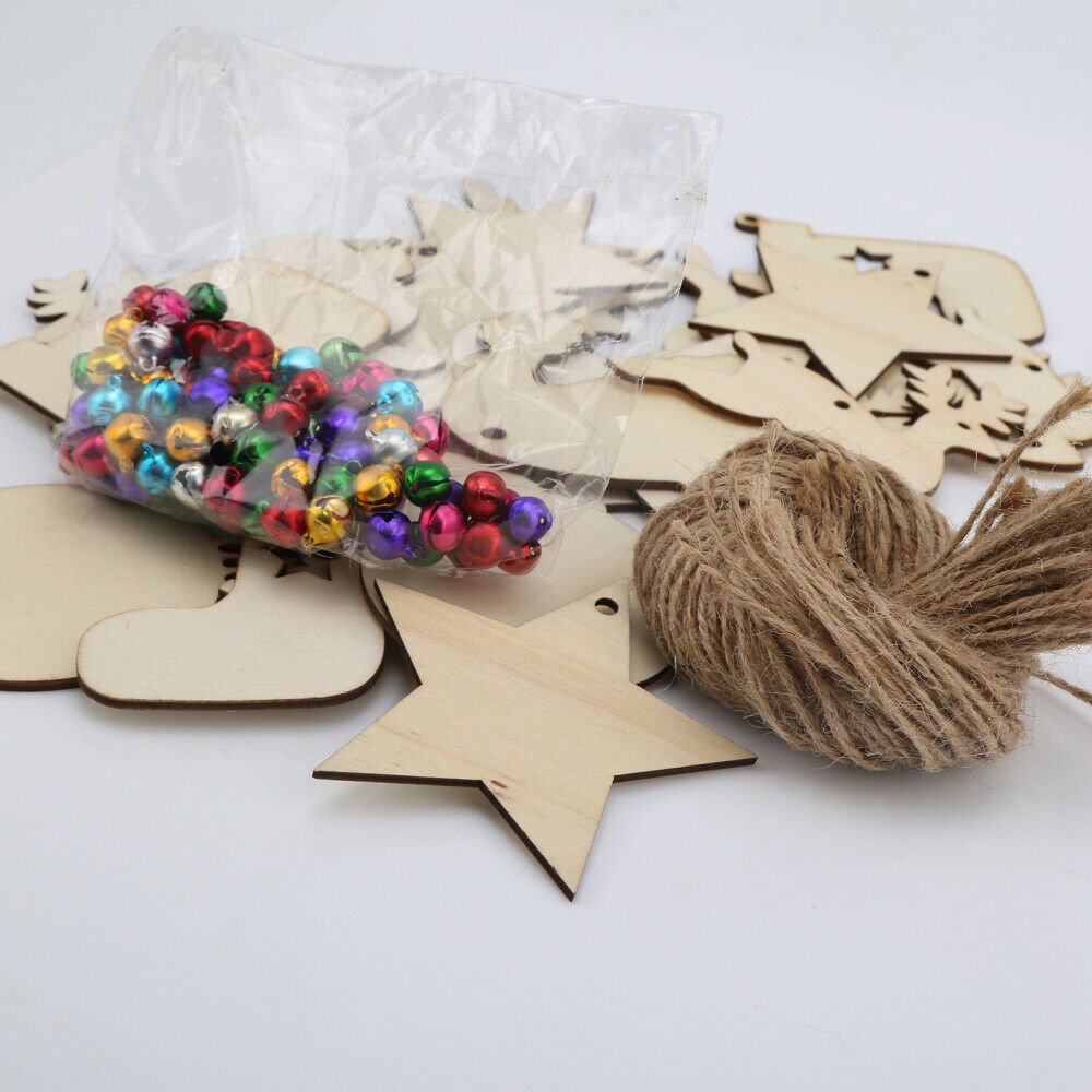 Unfinished Wooden Ornaments Christmas Wood Board Pendant Hanging DIY Decors New