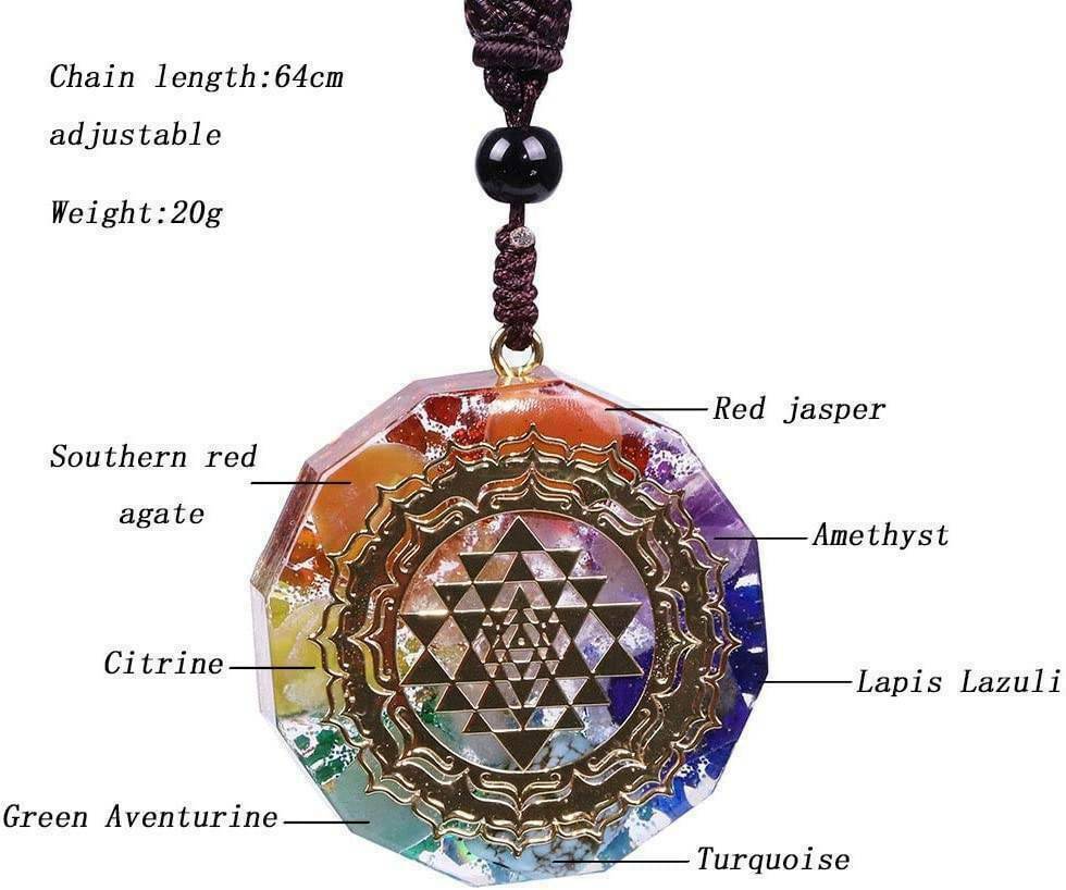 7 Chakra Energy Necklace Orgonite Pendant Sri Yantra Pendant Necklace Sacred
