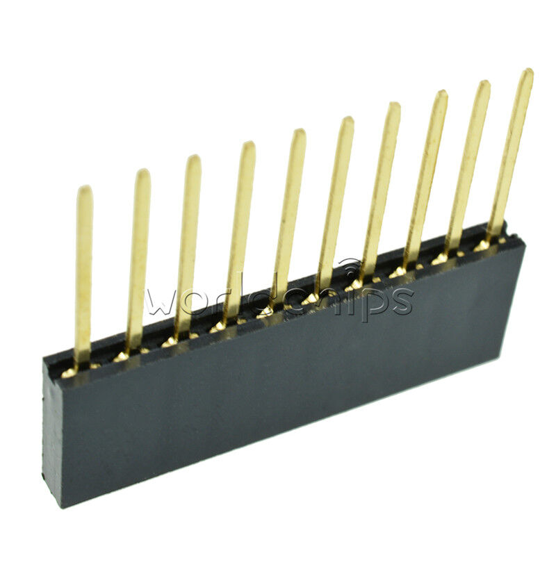 50pcs 2.54mm Pitch 11mm  Long Pin 10 Pin Single Row Female Header Arduino