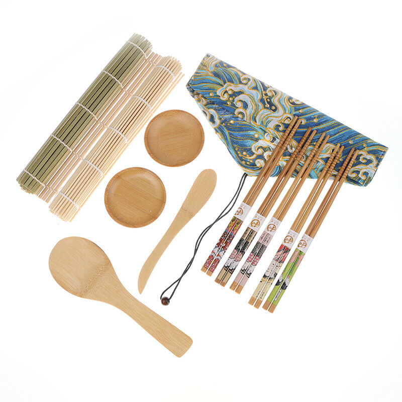 12Pcs/set Bamboo Sushi Maker Set DIY Sushi Curtain Rice Making Roll Kit ToolBDA