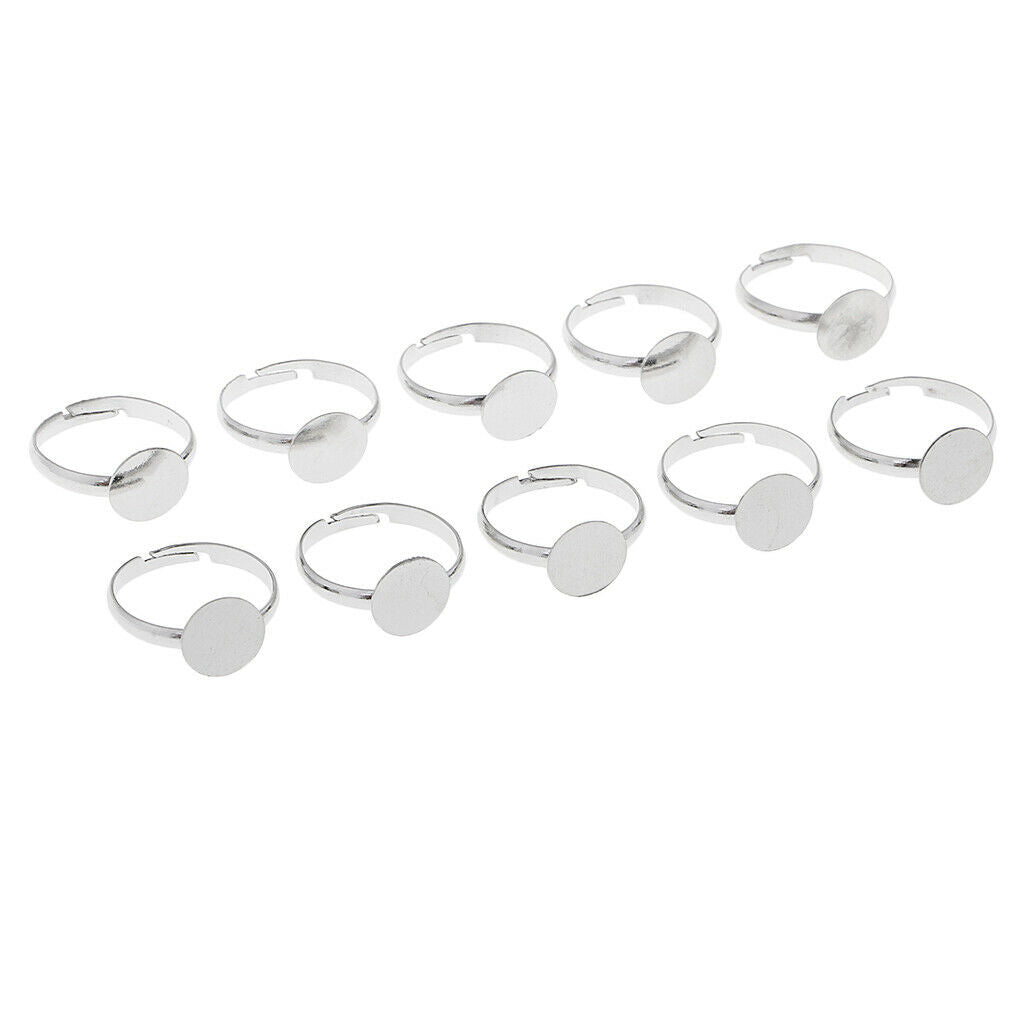 10pcs Adjustable Ring Blanks Ring Base Pad 10mm DIY Jewelry Rings