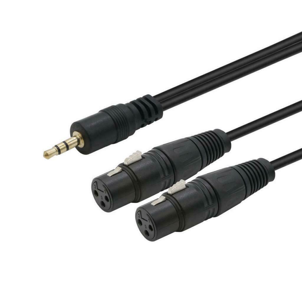 3.5mm TRS Male to Double XLR Female Balanced Interconnect Audio Cable 1.5m