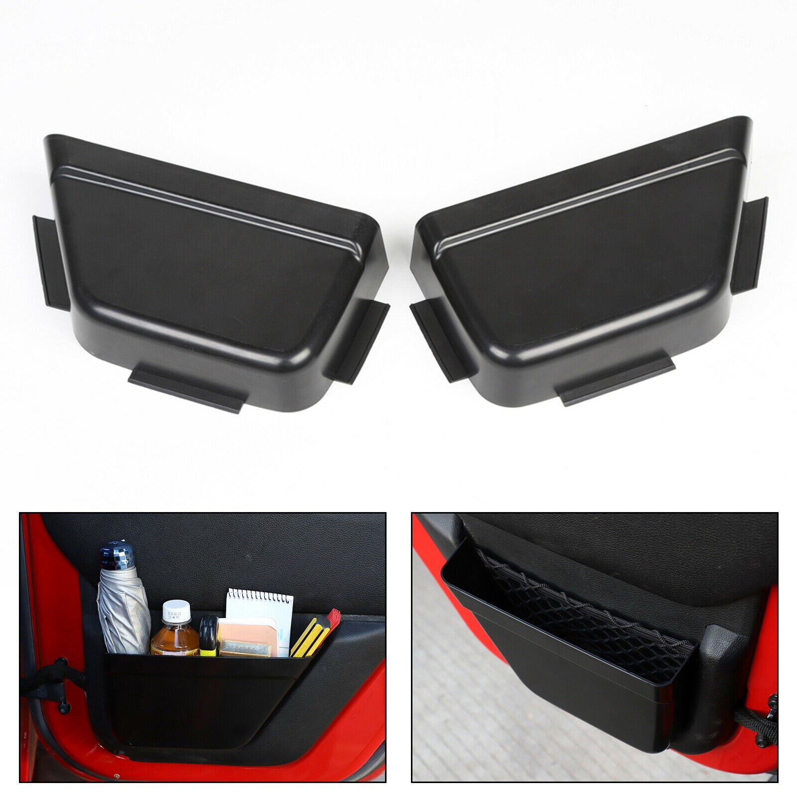 2xRear Door Net Pocket Storage Box Organizer For Wrangler JK 11-17 4Door CN