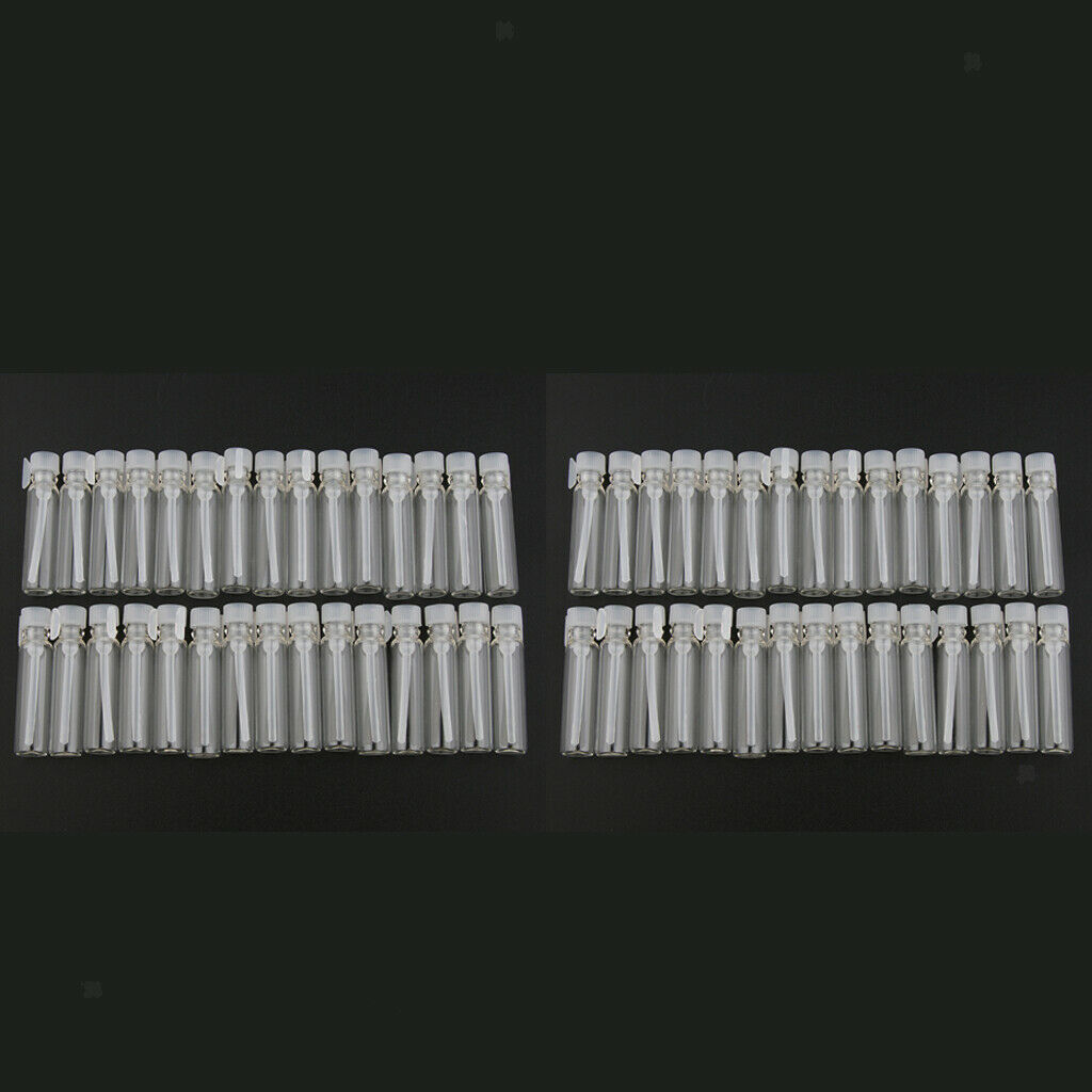 Lots 60 1ml+2ml Travel Mini Clear Glass Bottle Jar Refillable Sample Vials