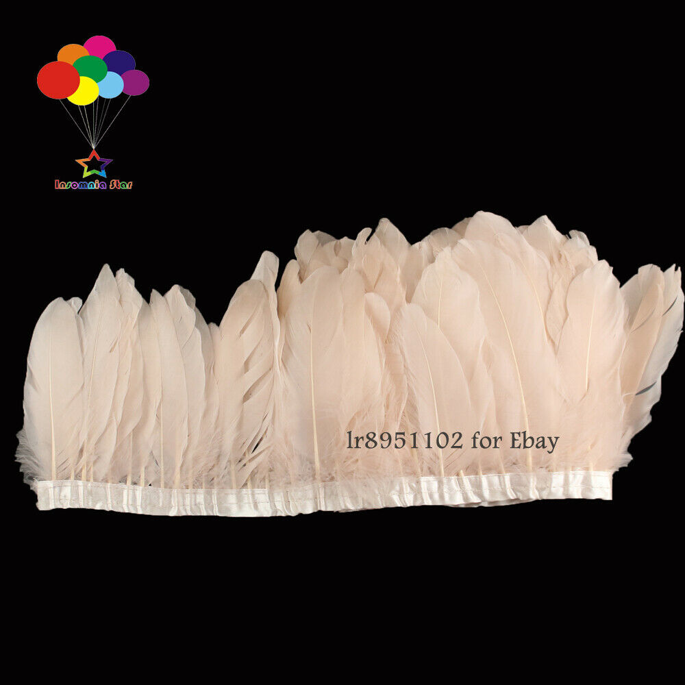2 Meter Goose Feathers Trims Fringe DIY Flesh Sewing Crafts Costumes Decoration