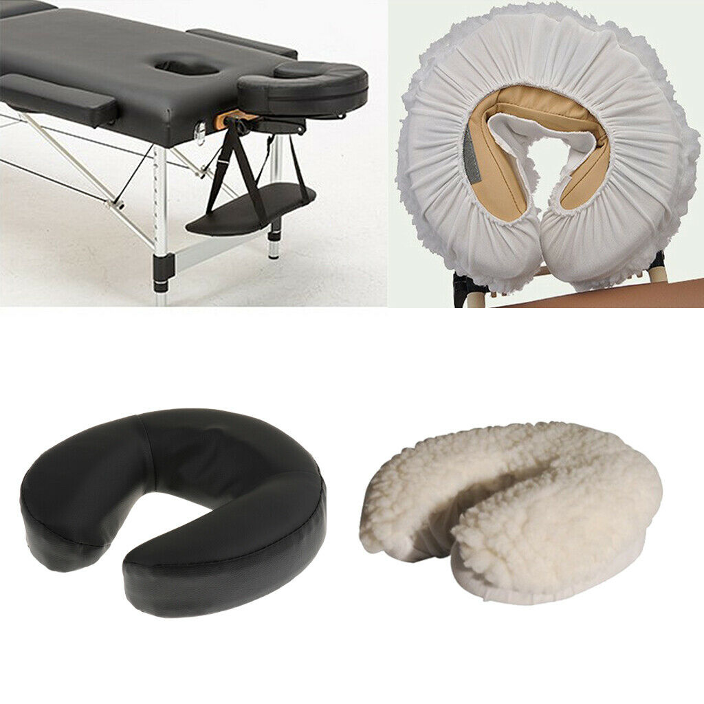 Foam Face Cradle Cushion Pillow Warm Fleece Cover Set for Massage Table Bed