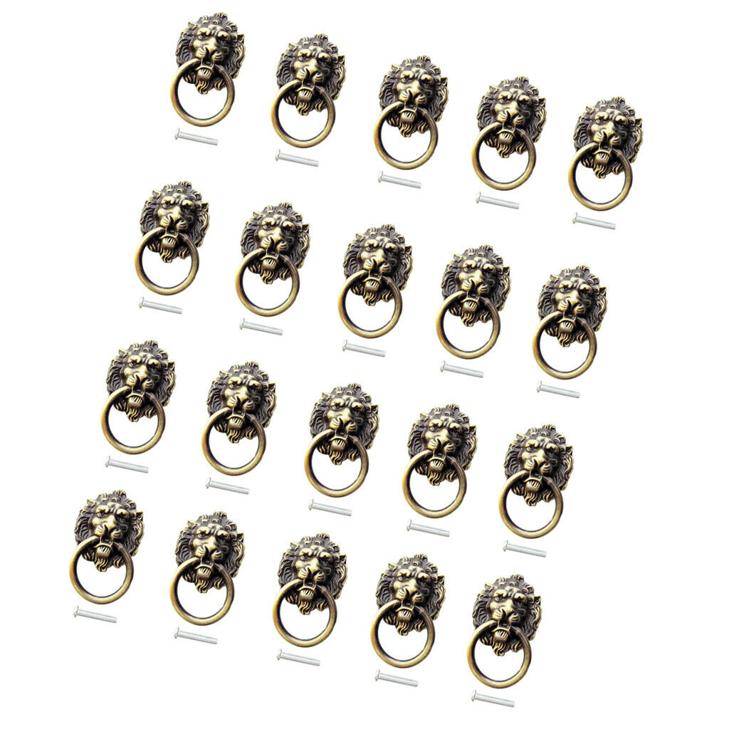 20Pcs Lion Head Knob Pull Handle for Dresser Drawer Cabinet Jewelry Box with