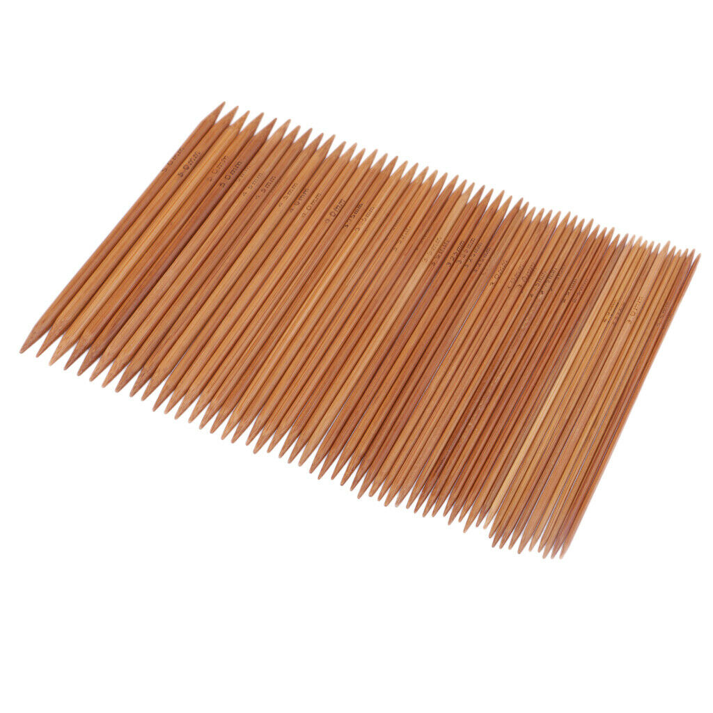 55pcs 11 Sizes 13cm Double Pointed Carbonized Smooth Bamboo Knitting Needles