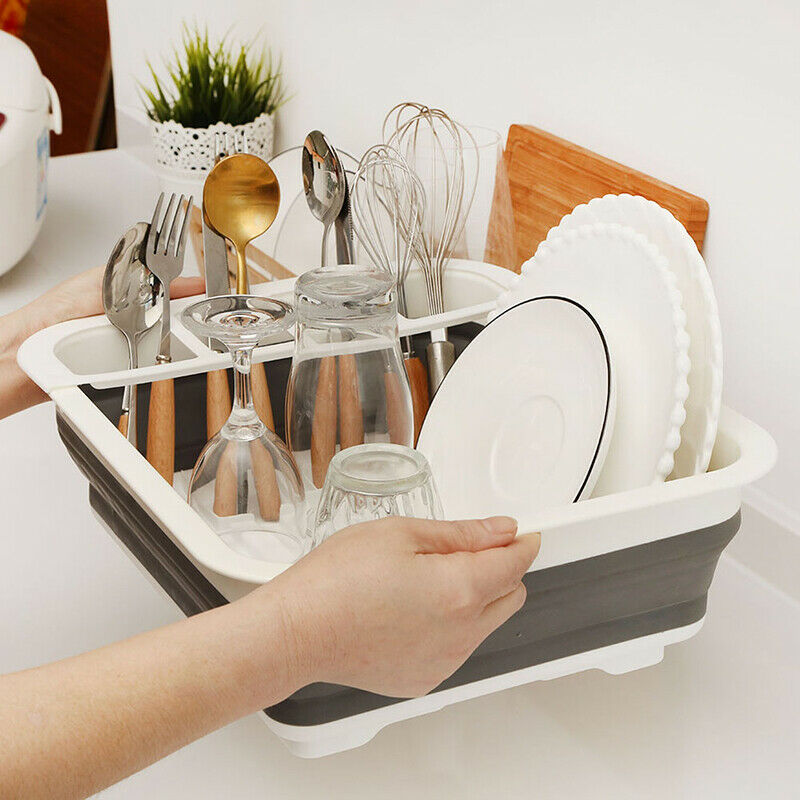 Foldable Dish Rack Kitchen Storage Holder Drainer Bowl Tableware Drying RackBDA