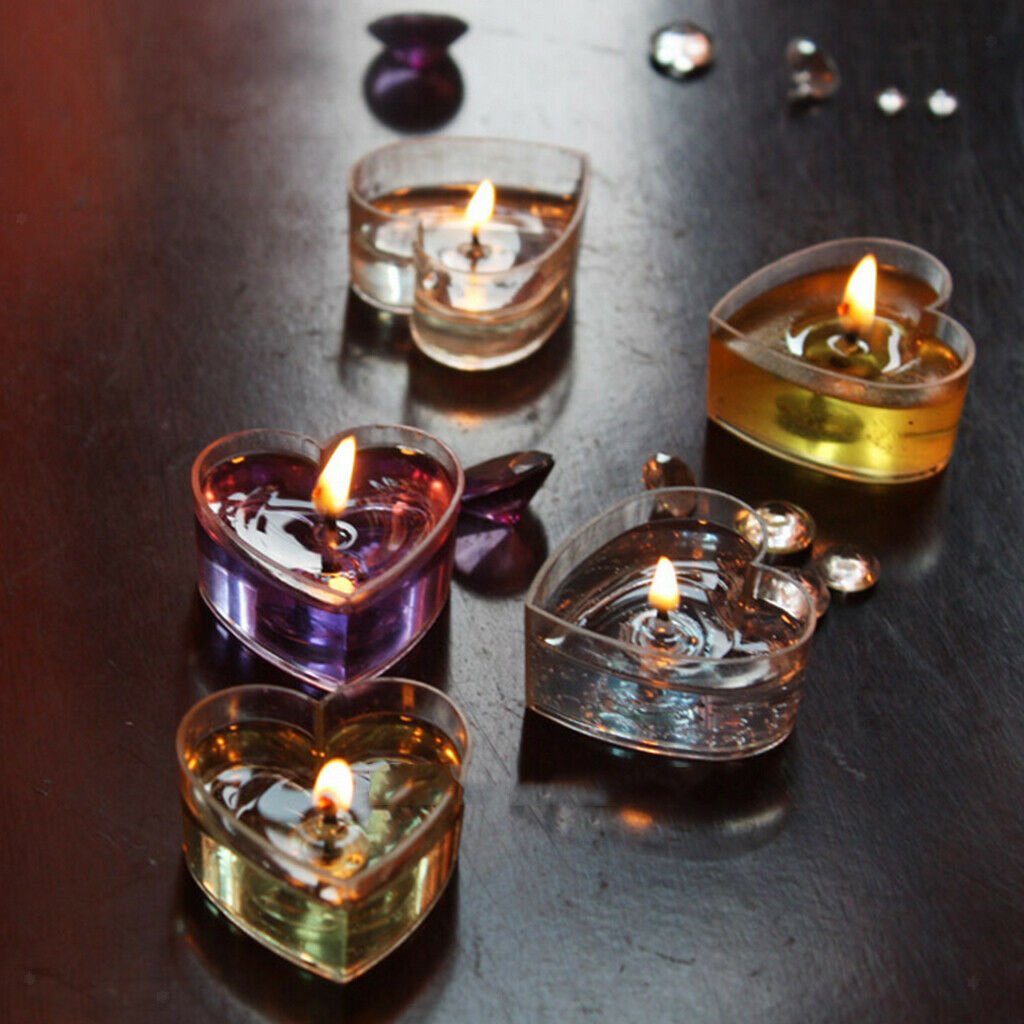 10x Clear Heart Shape Tea Light Cups Wax Container Decor DIY Crafts Making