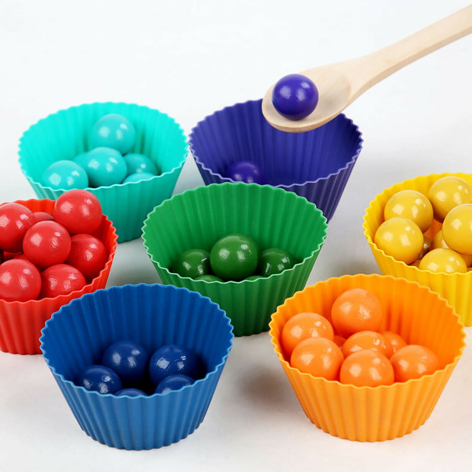 Rainbow Wooden Beading Game Puzzle Montessori Preschool Educational Toys Kids