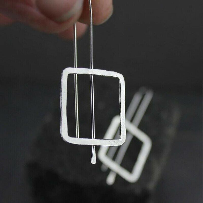 New Long Drop Geometric Square Earrings  Geometric Dangle Earrings Cos St.l8