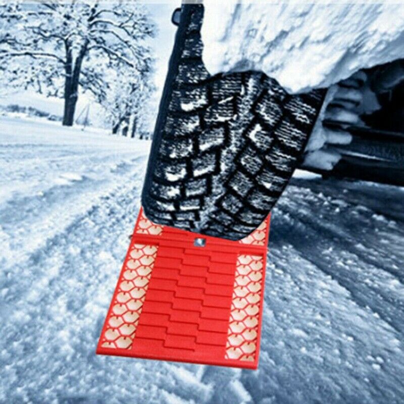 2PCS Rubber Foldable Car Wheel Anti-Skid Pad Folding Skid Plate Tire Traction N9